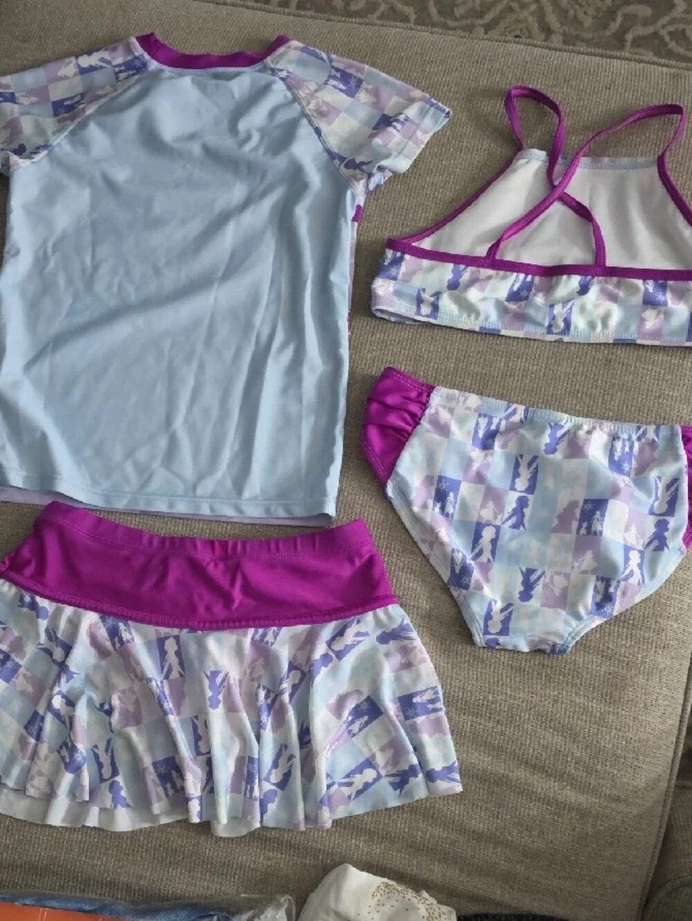 Disney 4 Piece Purple & Light Blue Frozen Anna & Elsa Swim Set (7/8)